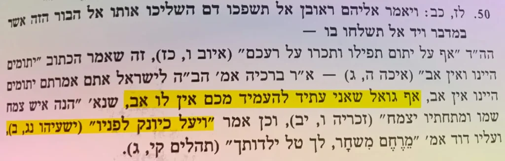 חז"ל, על בראשית רבה ל"ז:כ"ב - מודים כי למשיח (גואל) לא יהיה אב, כמו כן מקשרים זאת לישעיהו פרק נ"ג